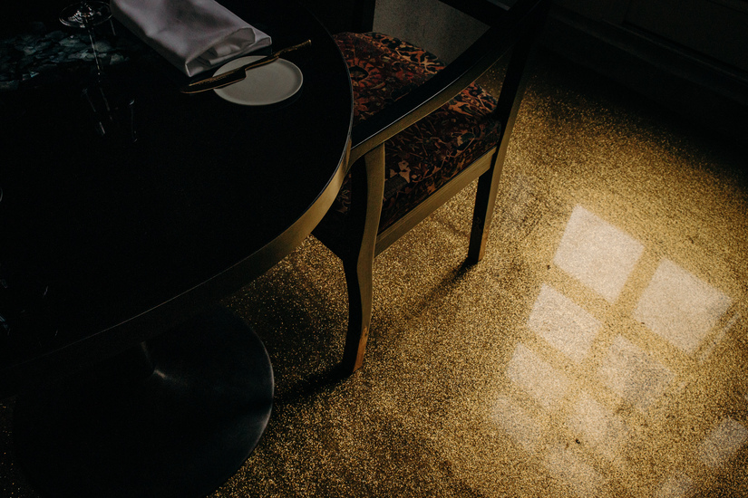 unique floor in the Guidon restaurant