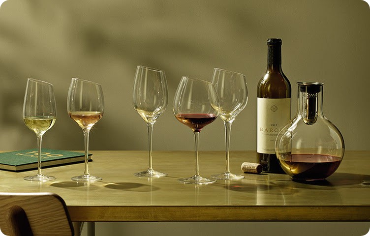 Beveled wine glasses
